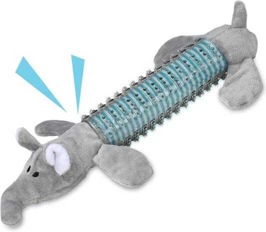 Squeaky Dog Chew Toys,  Plush Squeaky Dog Toys for Small Middle Dogs, Puppy Chew Toys Interactive Stuffed Dog Chew Toys(Grey Elephant)