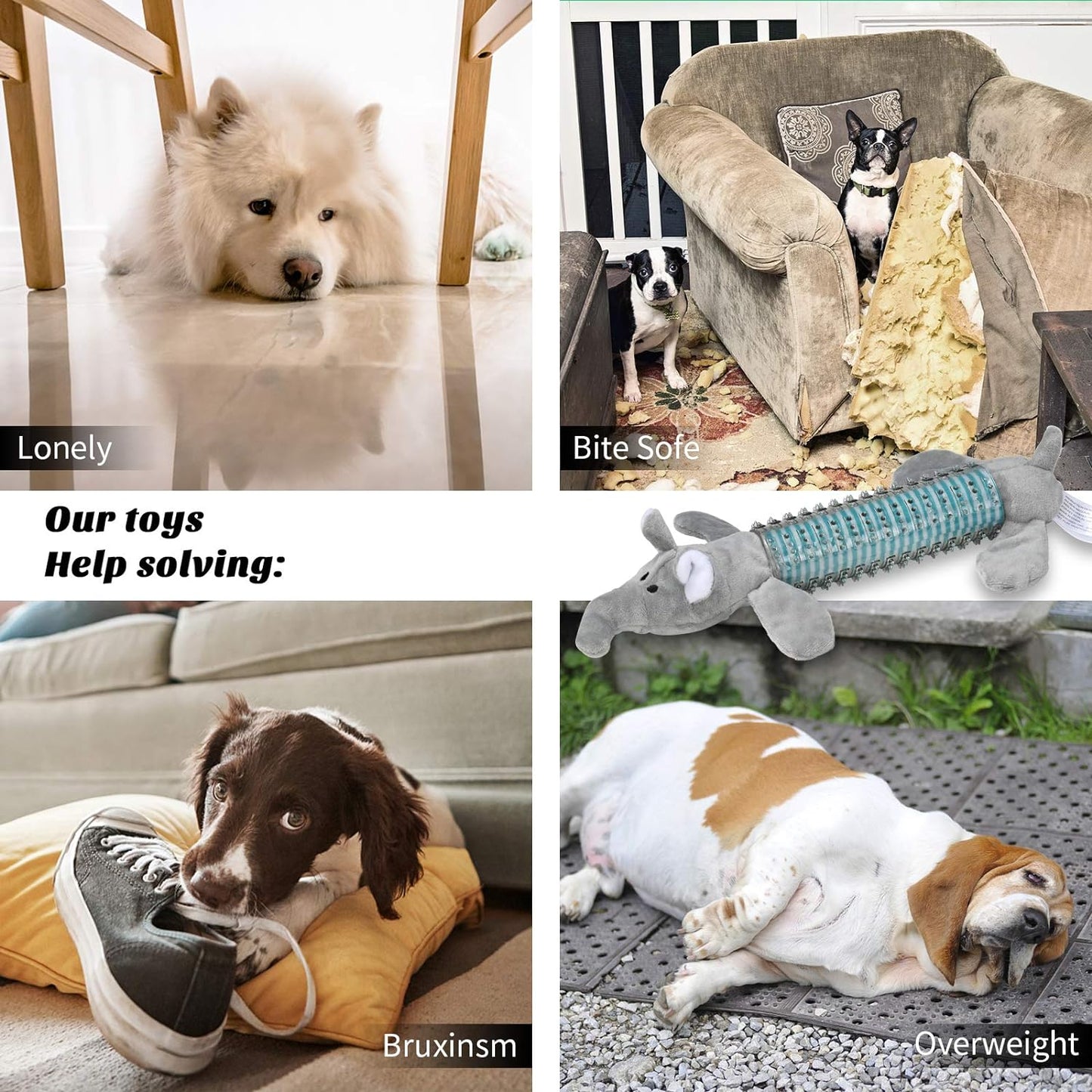 Squeaky Dog Chew Toys,  Plush Squeaky Dog Toys for Small Middle Dogs, Puppy Chew Toys Interactive Stuffed Dog Chew Toys(Grey Elephant)