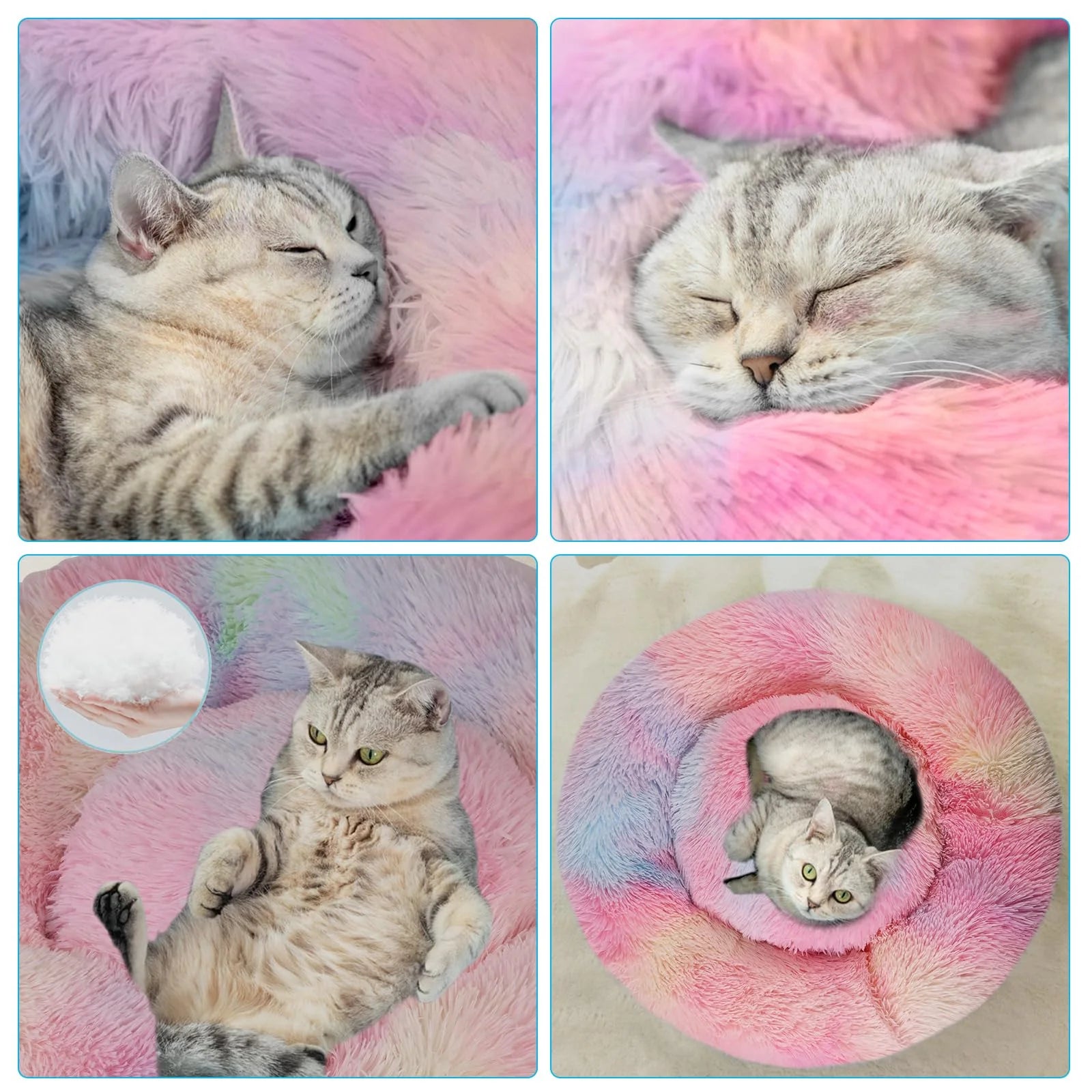 Calming Donut Dog Bed Anti-Anxiety, Self Warming, Cozy Soft Plush round Pet Bed Indoor, Ideal for Both Home & Travel, 27"L X 27"W X 8"H