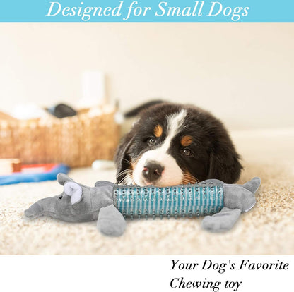 Squeaky Dog Chew Toys,  Plush Squeaky Dog Toys for Small Middle Dogs, Puppy Chew Toys Interactive Stuffed Dog Chew Toys(Grey Elephant)